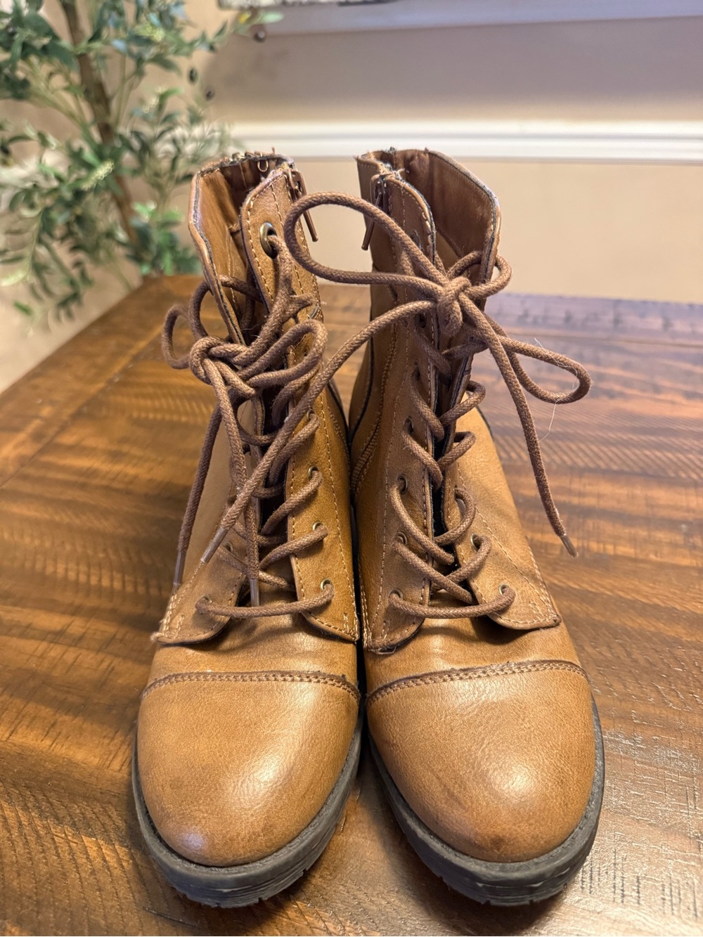 Sugar Tan Lace-Up Combat Boots